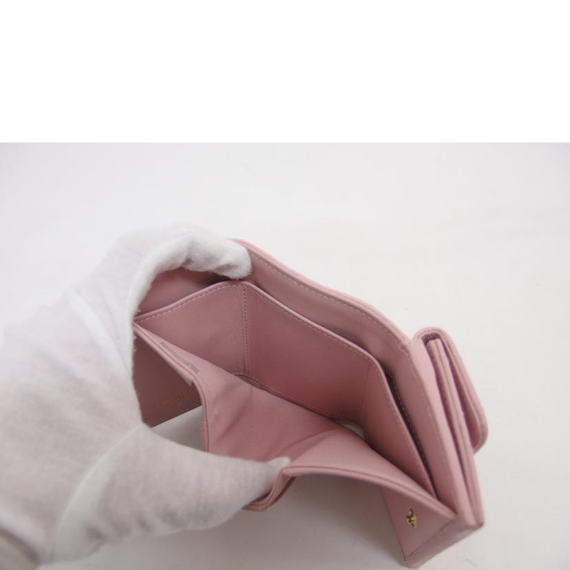 CHANEL シャネル Wホック ミニ財布/マトラッセ/キャビアスキン/スモールフラップウォレット/ピンク/AP2962//EJG*****/Aランク/04