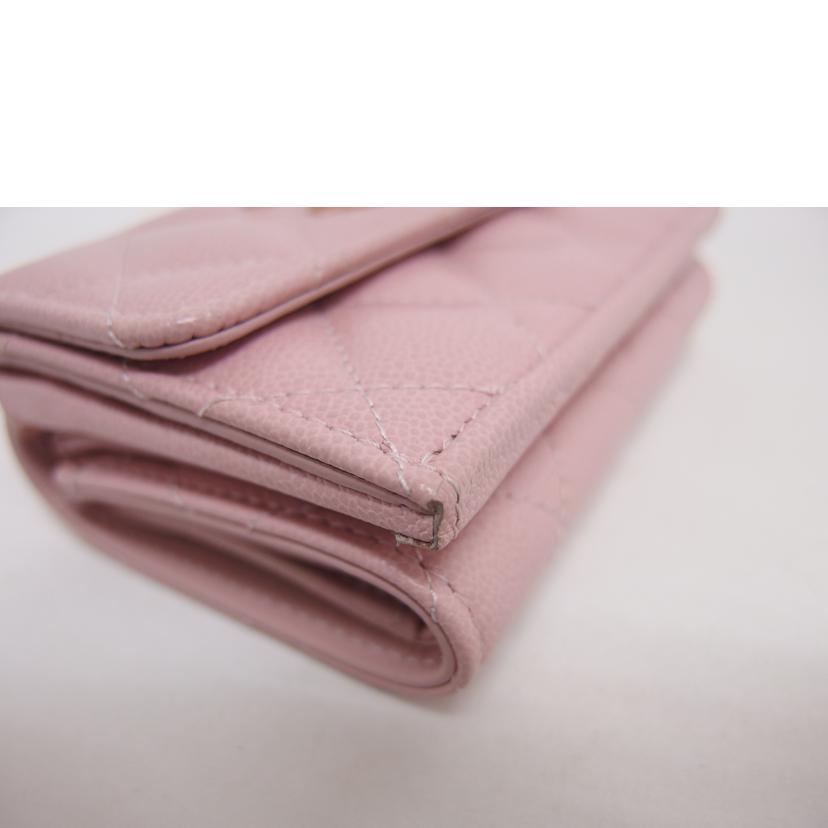 CHANEL シャネル Wホック ミニ財布/マトラッセ/キャビアスキン/スモールフラップウォレット/ピンク/AP2962//EJG*****/Aランク/04