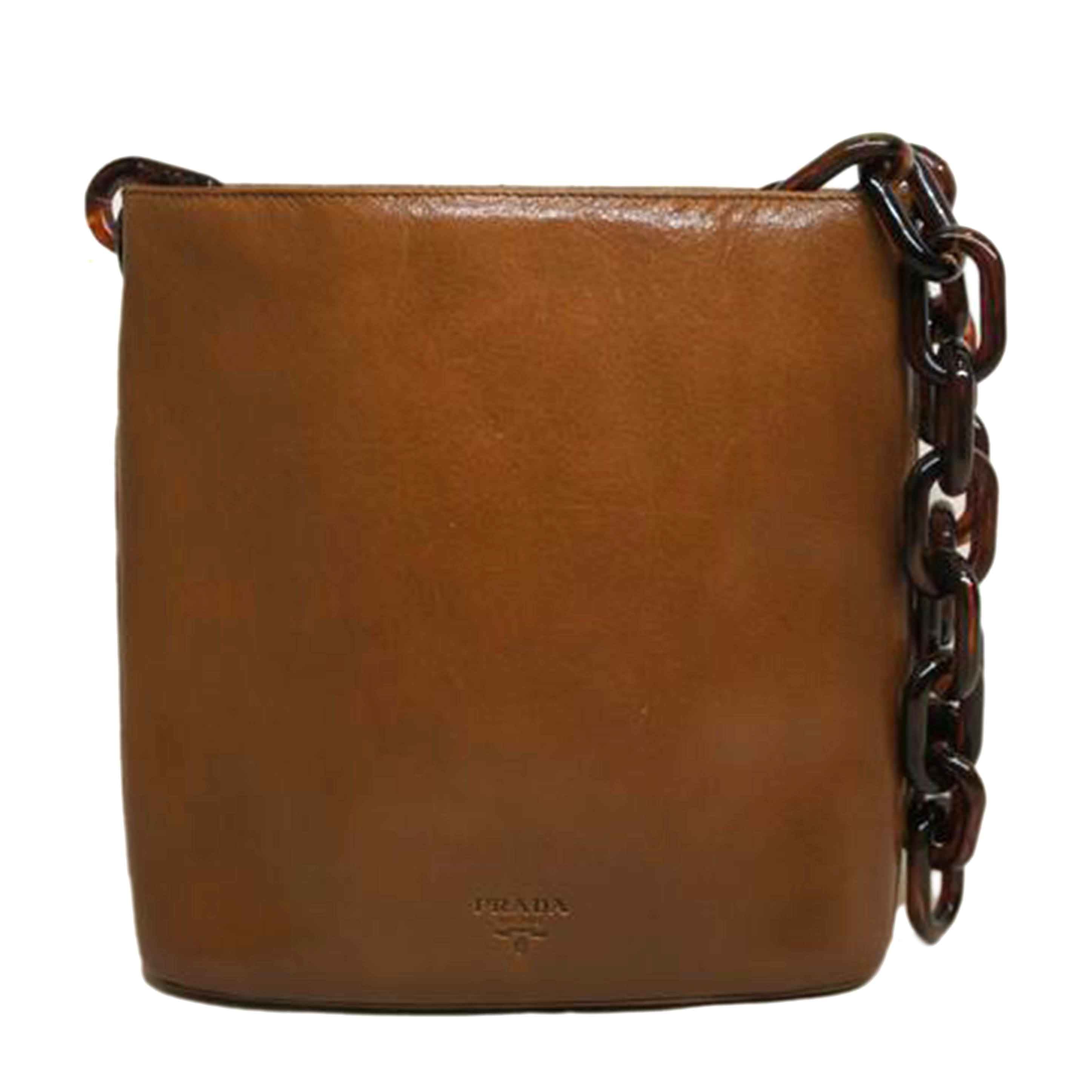 PRADA プラダ/プラチェーンレザーバケットショルダー//103/ABランク/92