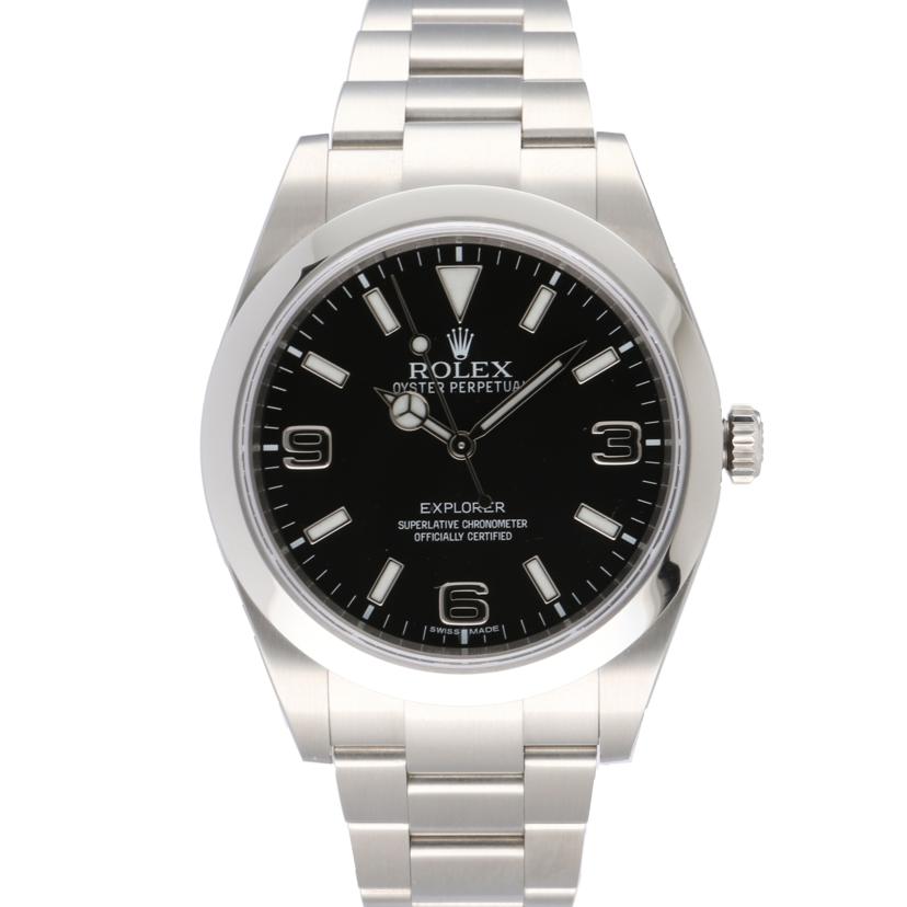 ROLEX ロレックス 腕時計 ランダムシリアル 2013年日付 前期型 ブラックダイアル ステンレス メンズ 自動巻き/エクスプローラー1・ブラックアウト/ランダム番/214270 N//176*****/SAランク/75