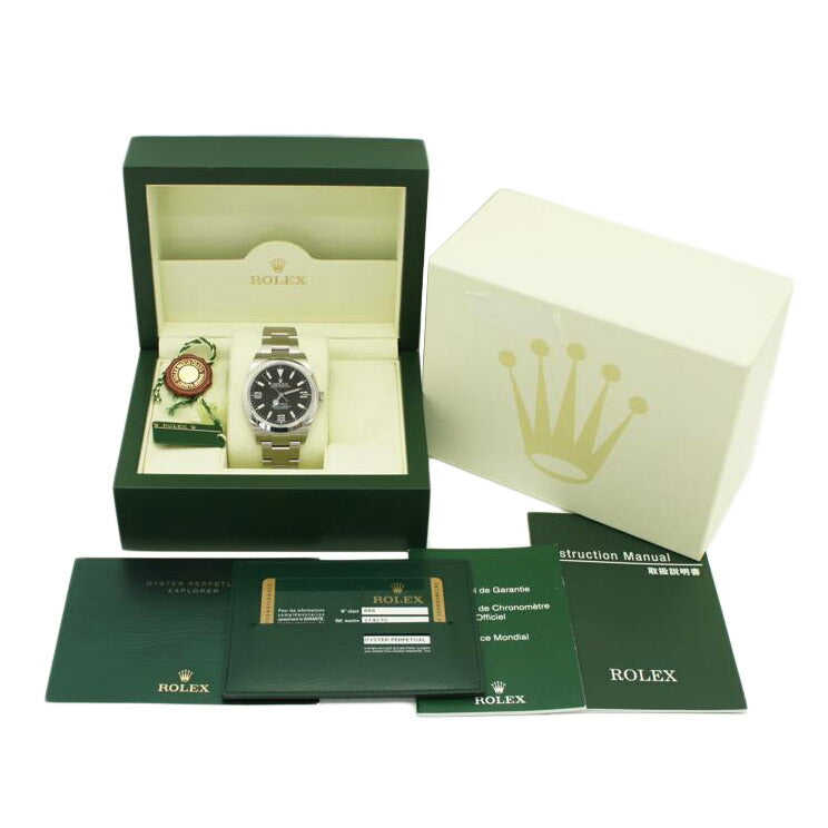 ROLEX ロレックス 腕時計 ランダムシリアル 2013年日付 前期型 ブラックダイアル ステンレス メンズ 自動巻き/エクスプローラー1・ブラックアウト/ランダム番/214270 N//176*****/SAランク/75