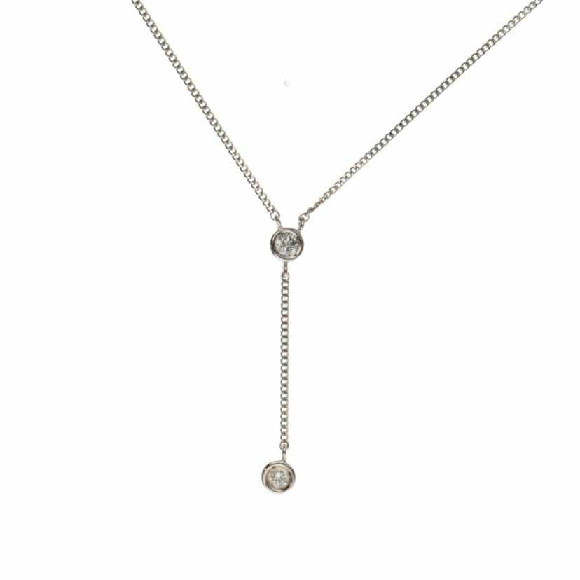 Pt850/Pt850ダイヤY型ネックレス 0.14/2.6//0.14/Aランク/75