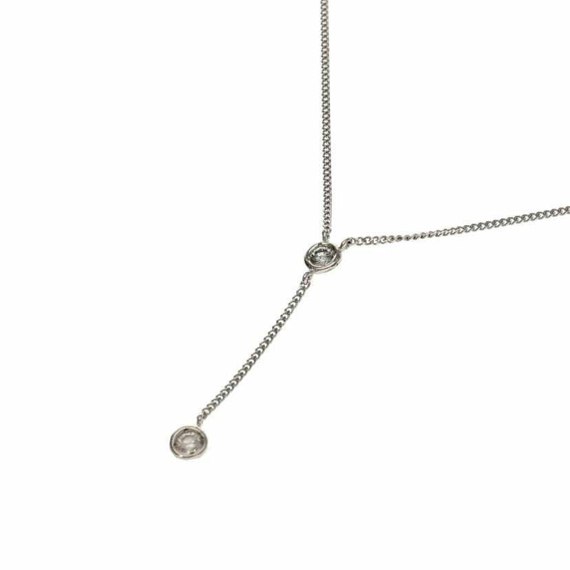 Pt850/Pt850ダイヤY型ネックレス 0.14/2.6//0.14/Aランク/75