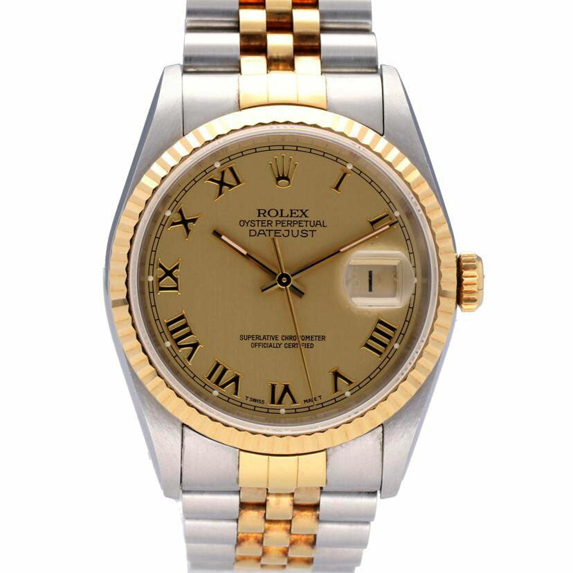 ROLEX ロレックス 1994年頃製造 コンビ/デイトジャスト・シャンパンローマン/SS×YG/W番/16233//W415406(1994)/ABランク/75