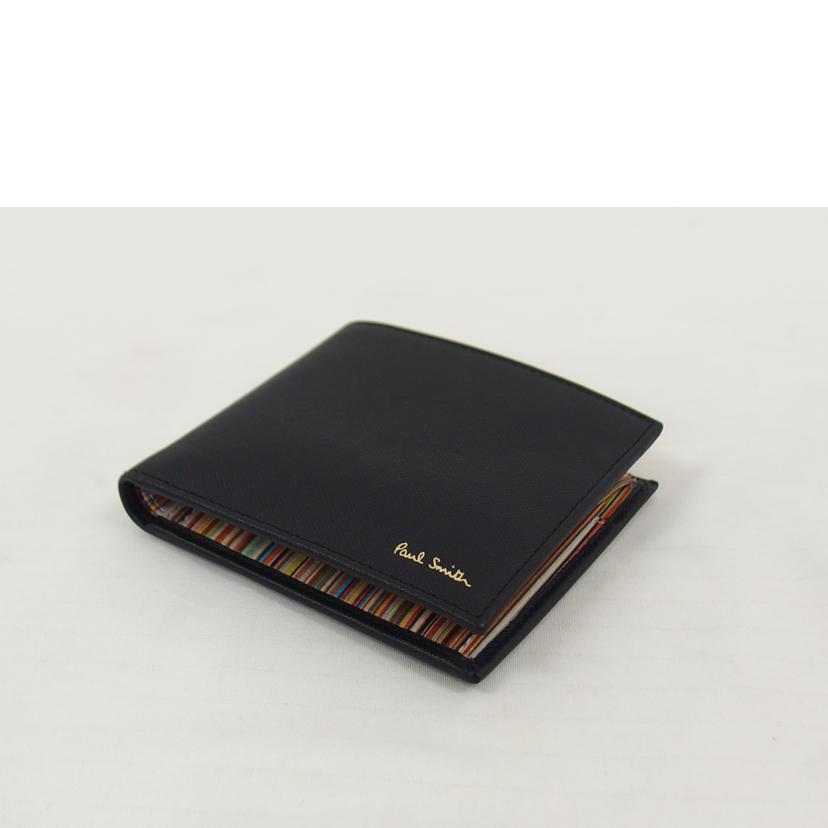Paul Smith ポールスミス/二つ折りコンパクト財布/ブラック×ストライプ/M1A-4833X//SAランク/04