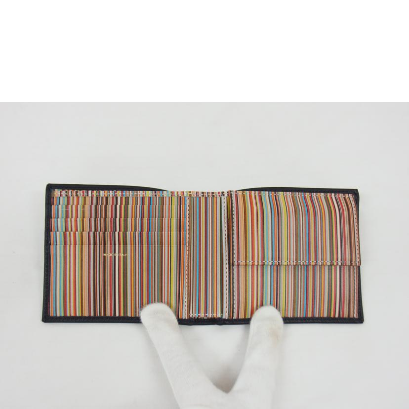 Paul Smith ポールスミス/二つ折りコンパクト財布/ブラック×ストライプ/M1A-4833X//SAランク/04