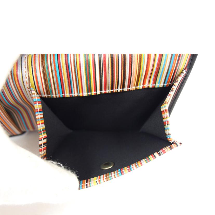 Paul Smith ポールスミス/二つ折りコンパクト財布/ブラック×ストライプ/M1A-4833X//SAランク/04