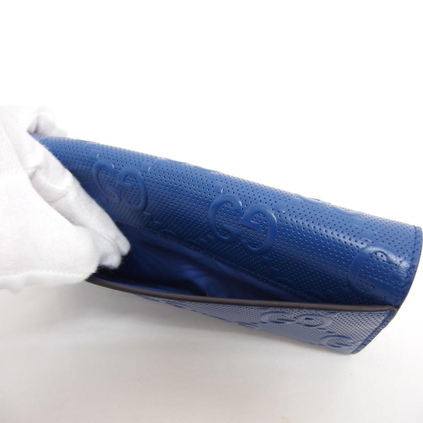 GUCCI グッチ/GGエンボス/二つ折り長財布/ブルー/625566//214*/Aランク/04