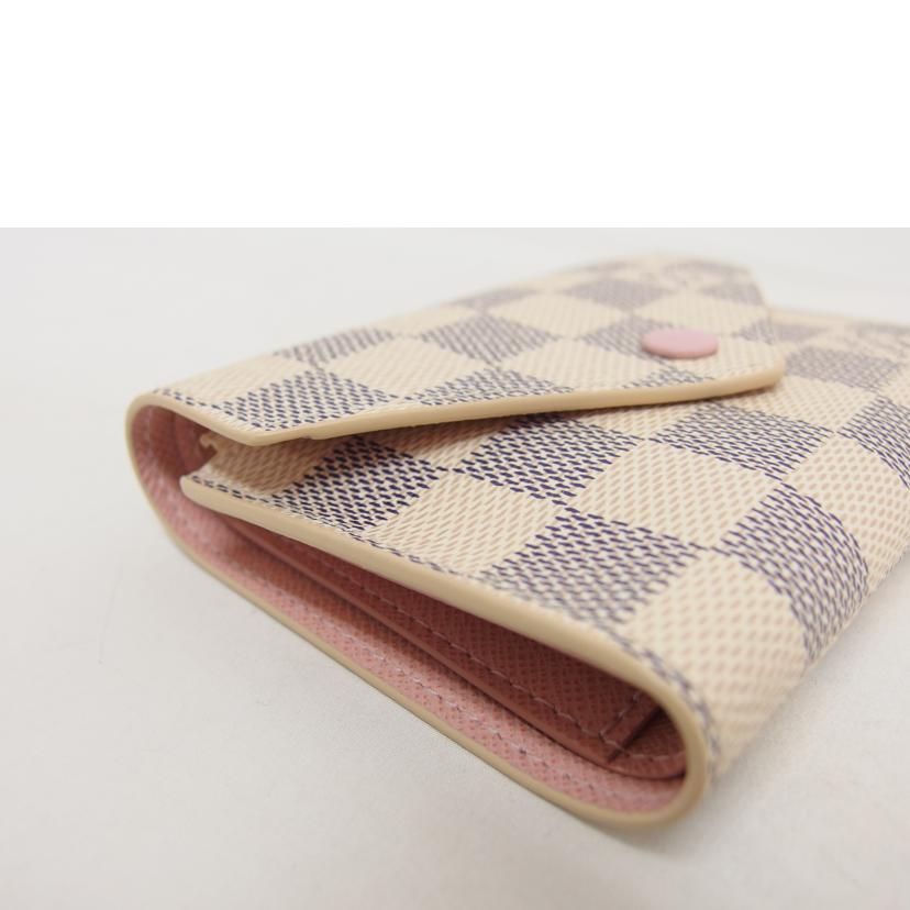 LV ルイ・ヴィトン コンパクトウォレット 三つ折り財布/ポルトフォイユ ・ヴィクトリーヌ/ダミエ/アズール/ローズバレリーヌ/N64022//ICタ**/ABランク/04