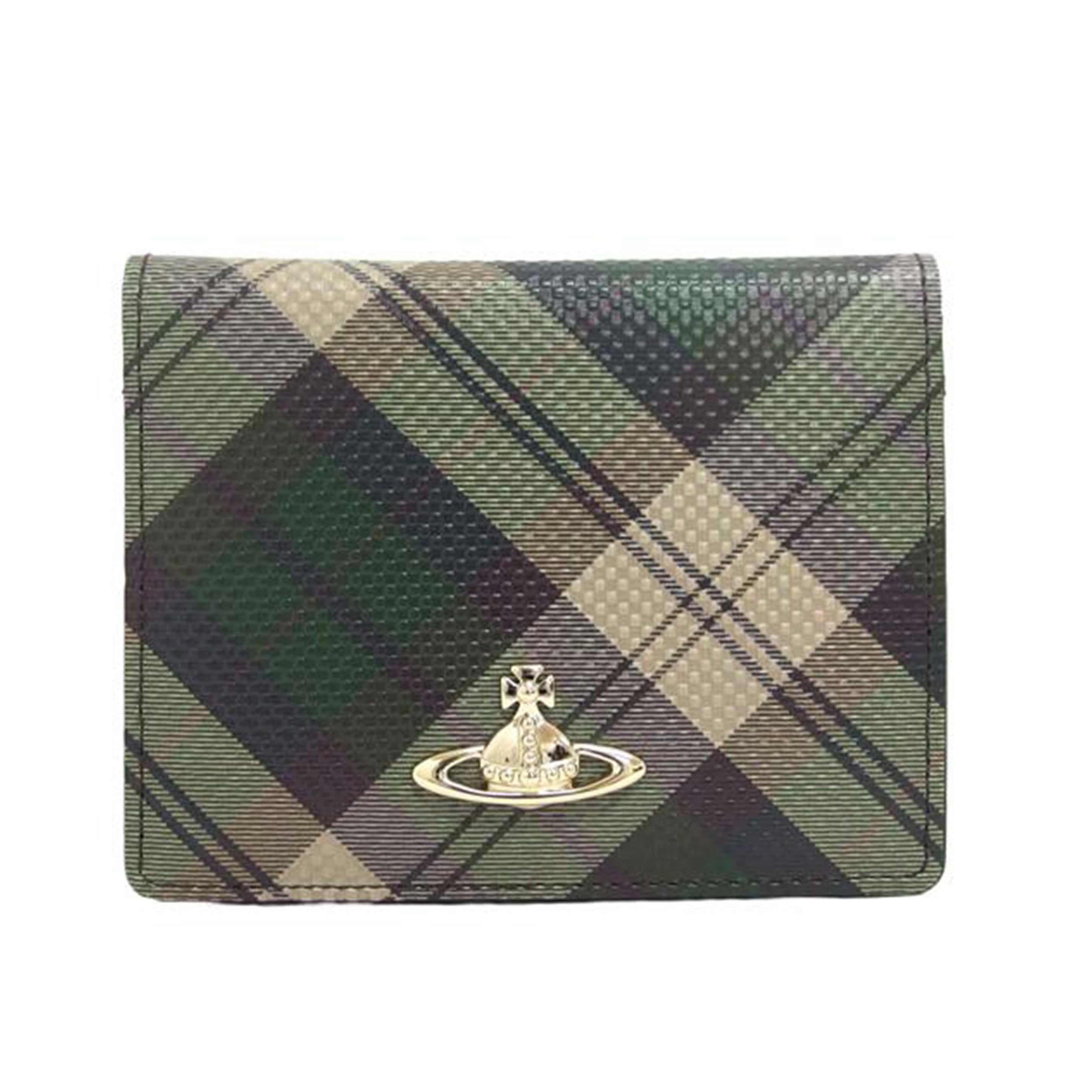 Vivienne Westwood ヴィヴィアンウエストウッド/オーブ/チェック柄二つ折りパスケース/グリーン//Aランク/04