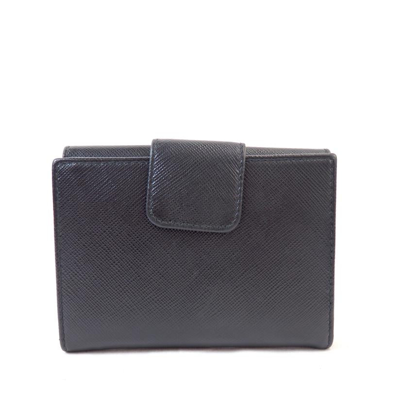 PRADA プラダ/Wホック二つ折り財布/サフィアーノ/ブラック/1MH523//QWAF0002/SAランク/72