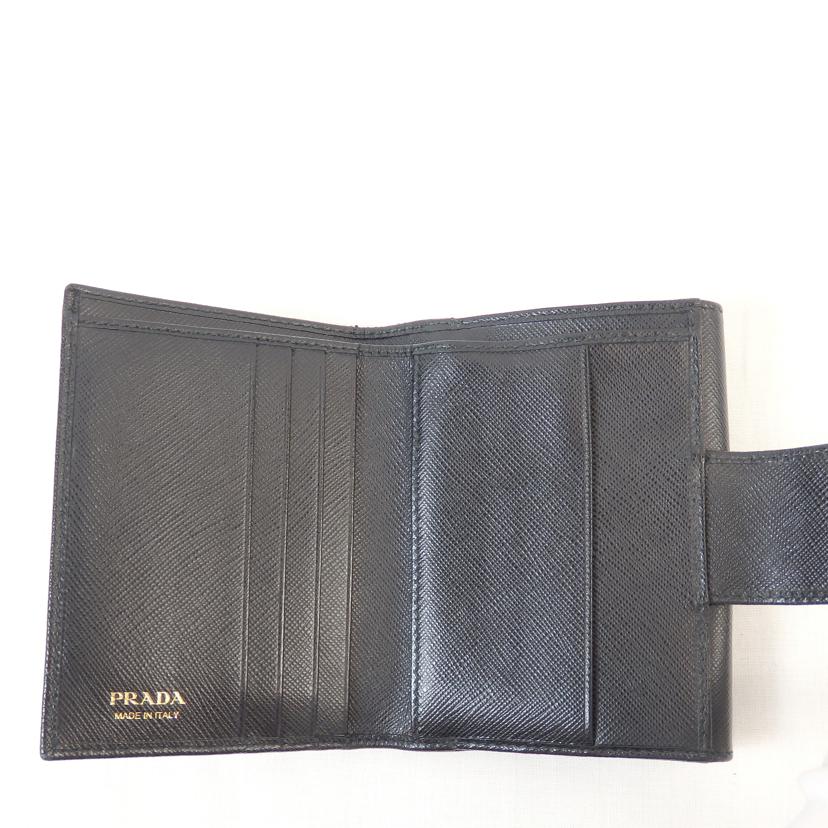 PRADA プラダ/Wホック二つ折り財布/サフィアーノ/ブラック/1MH523//QWAF0002/SAランク/72