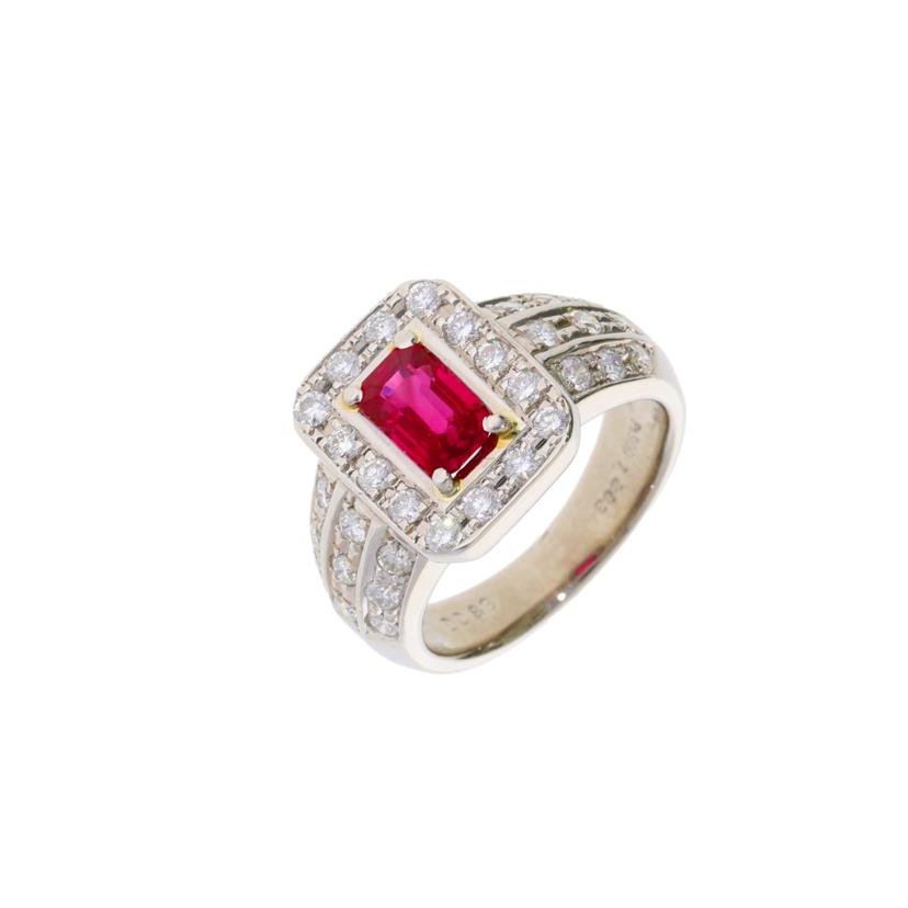 /◎ PT900ルビーダイヤリング1.383/D0.83ct//Aランク/75