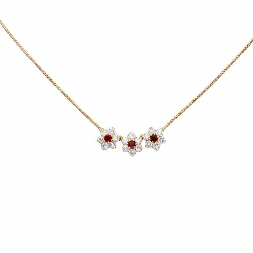 / K18ルビーダイヤネックレス0.27/D0.80ct//Aランク/75