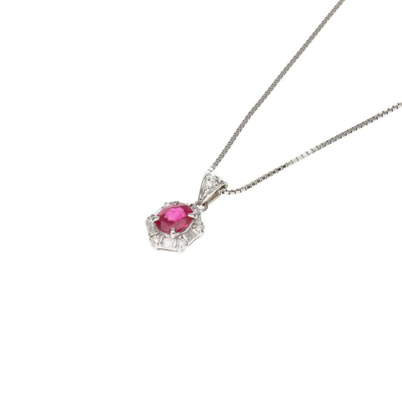 /◎ PT900/850ルビーダイヤネックレス1.32/D0.28ct//Aランク/75