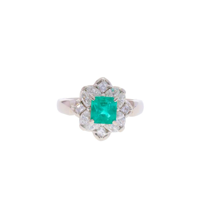 / ◎PT900エメラルドダイヤリング0.90/D0.88ct//Aランク/75