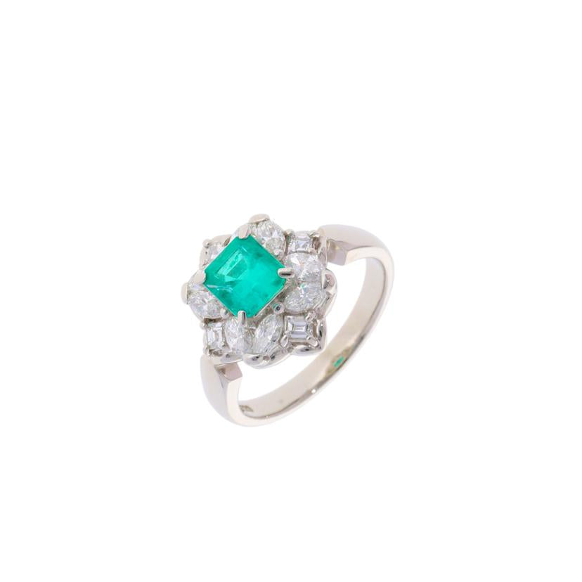 / ◎PT900エメラルドダイヤリング0.90/D0.88ct//Aランク/75