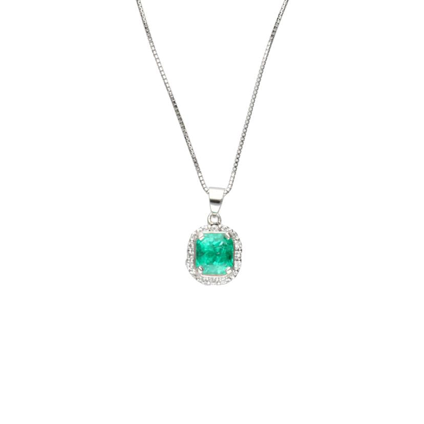 / PT900/850エメラルドダイヤネックレス1.62/D0.32ct//Aランク/75