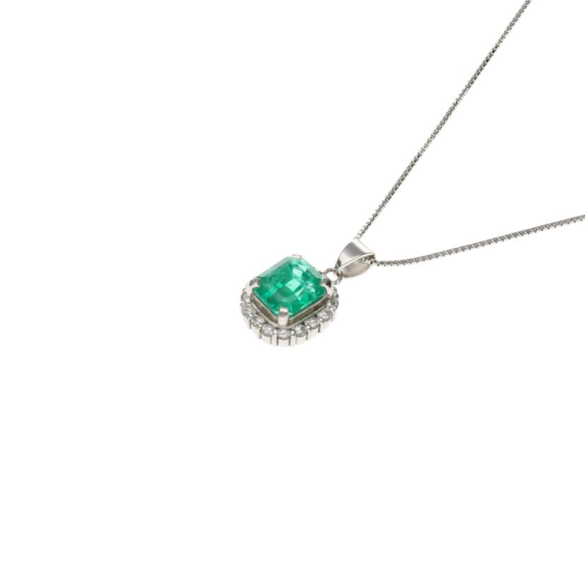 / PT900/850エメラルドダイヤネックレス1.62/D0.32ct//Aランク/75