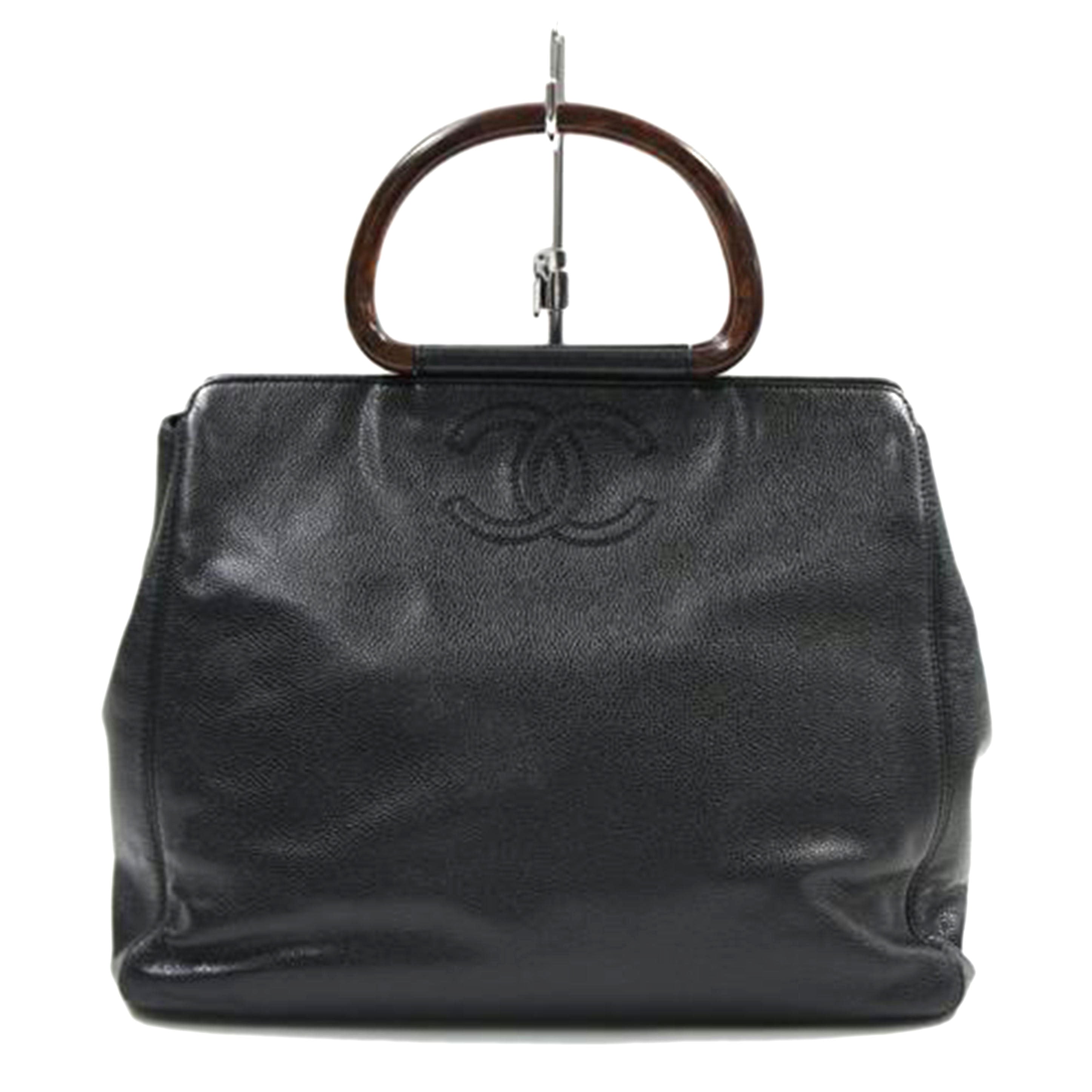 CHANEL シャネル/ココマークキャビアスキンウッドハンドルトート//5985557/ABランク/75