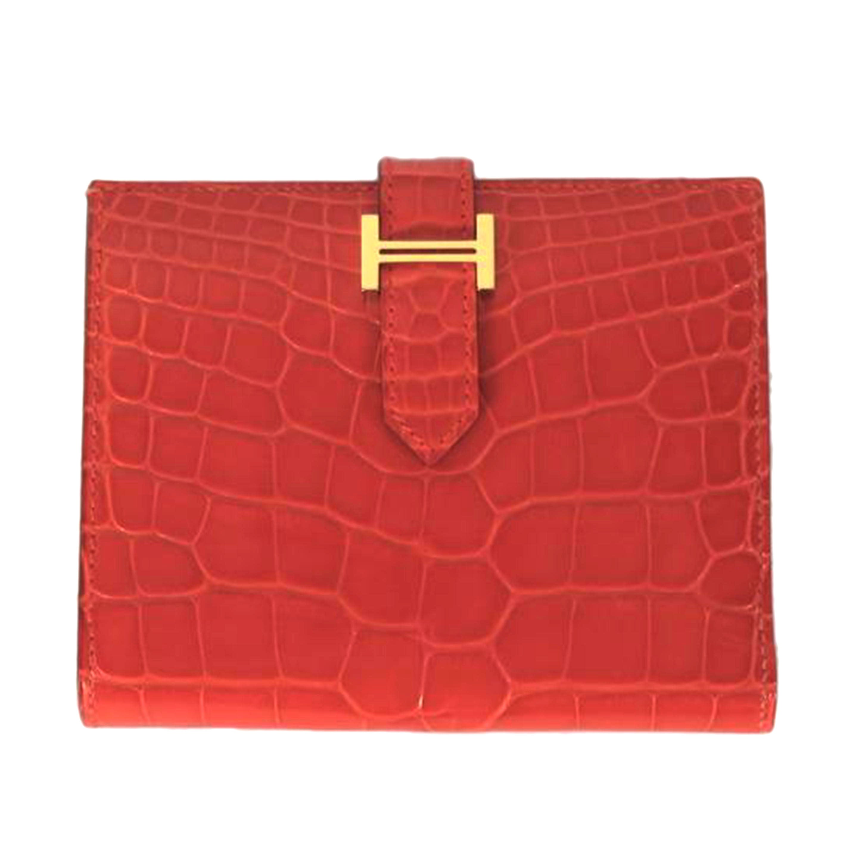 HERMES エルメス/二ツ折リ財布/ベアンコンパクト アリゲーター/エルメス/Aランク/81【中古】