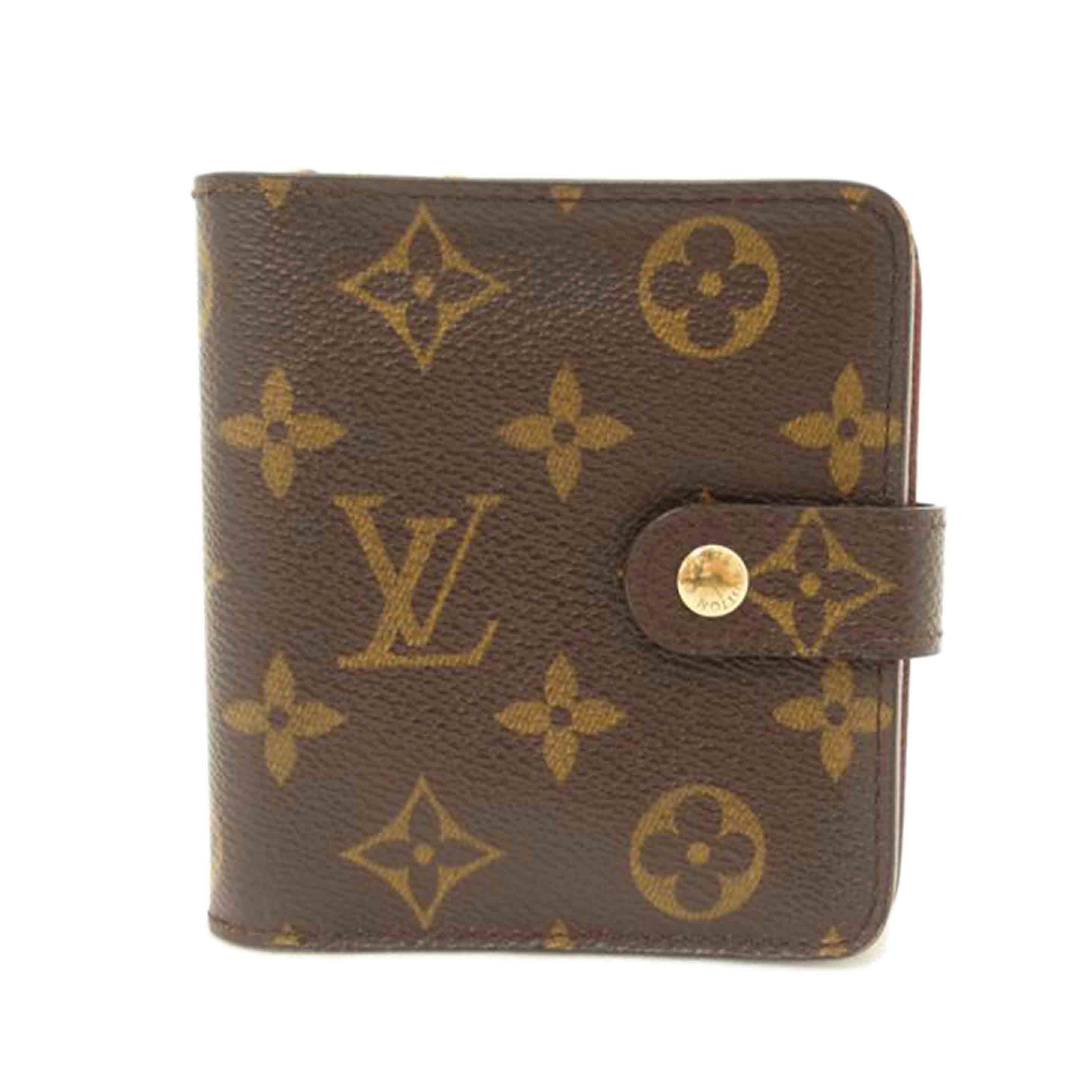 LOUIS VUITTON ルイヴィトン 二つ折り財布 ブラウン 茶 レディース メンズ/コンパクトジップ/モノグラム/M61667//MI1***/Bランク/69