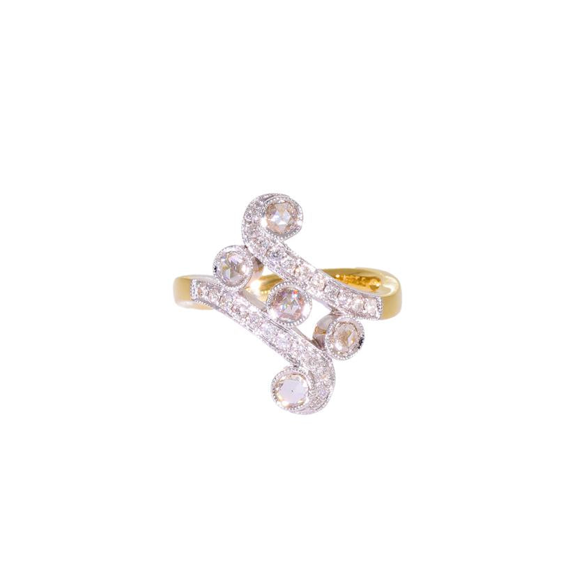 /◎ K18ローズカットダイヤリング0.22/0.48ct//Aランク/75