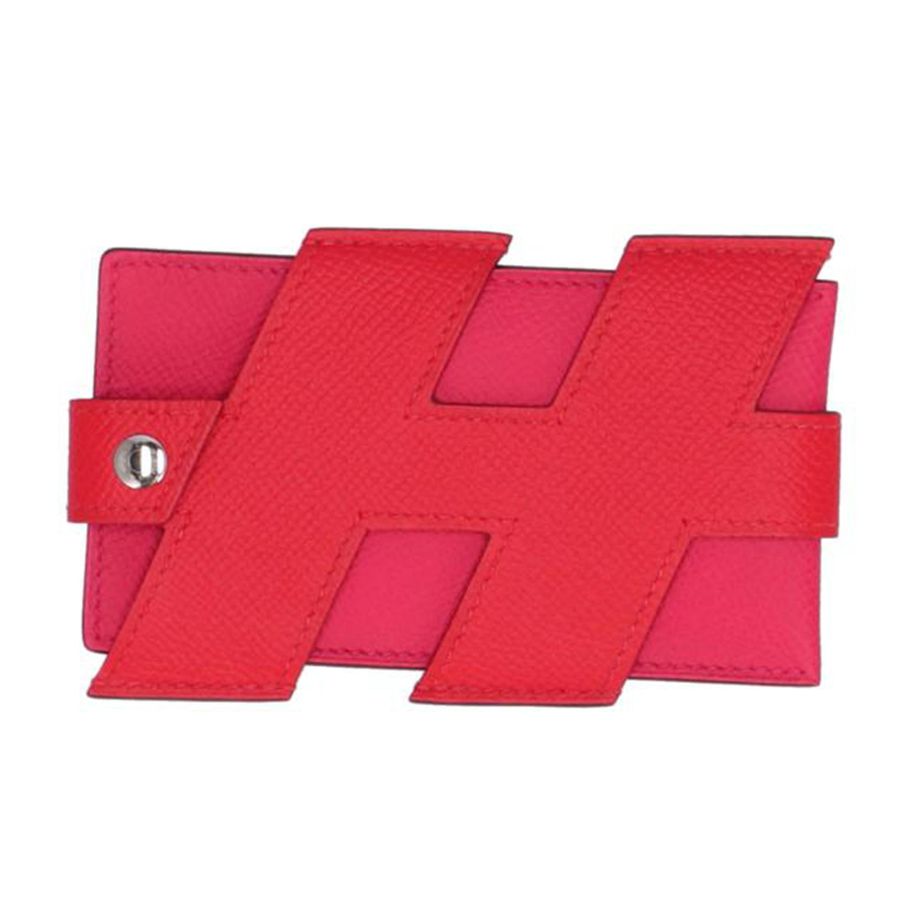 HERMES エルメス/Hタグカードケース/ルージュクー/ローズエクストリーム //Y刻(*****/Aランク/75