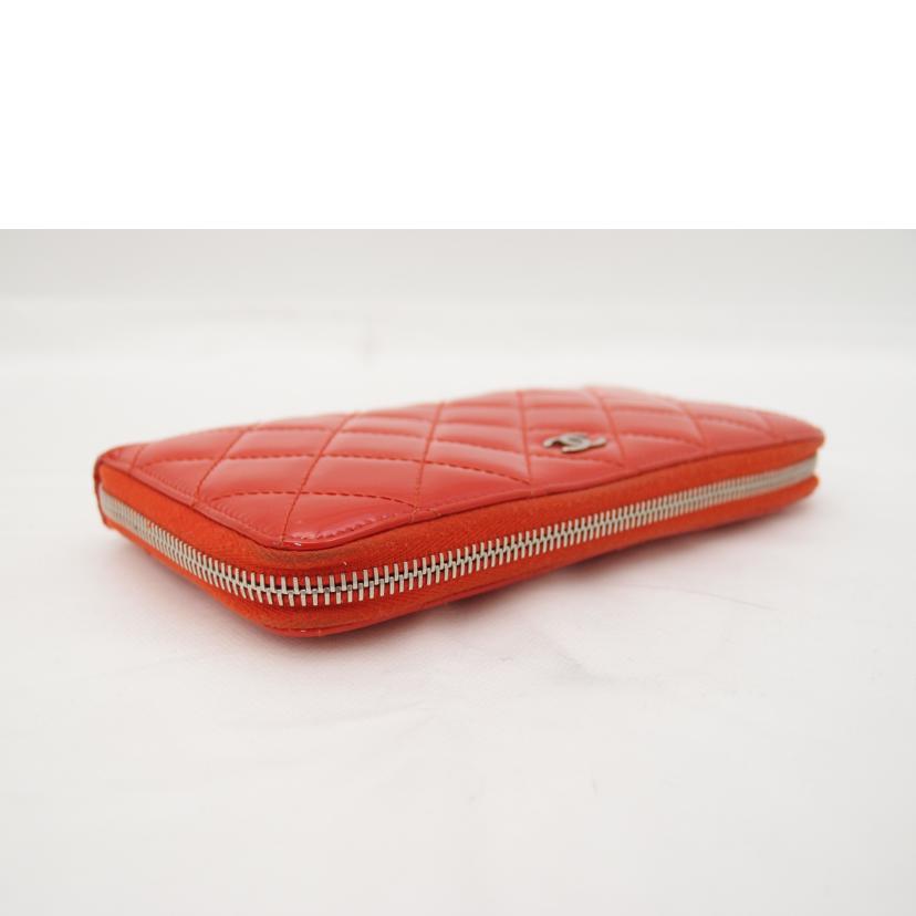CHANEL シャネル パテント 赤系 レディース シルバー金具/エナメルマトラッセラウンドファスナー長財布/レッド系/A50097//187*****/ABランク/69