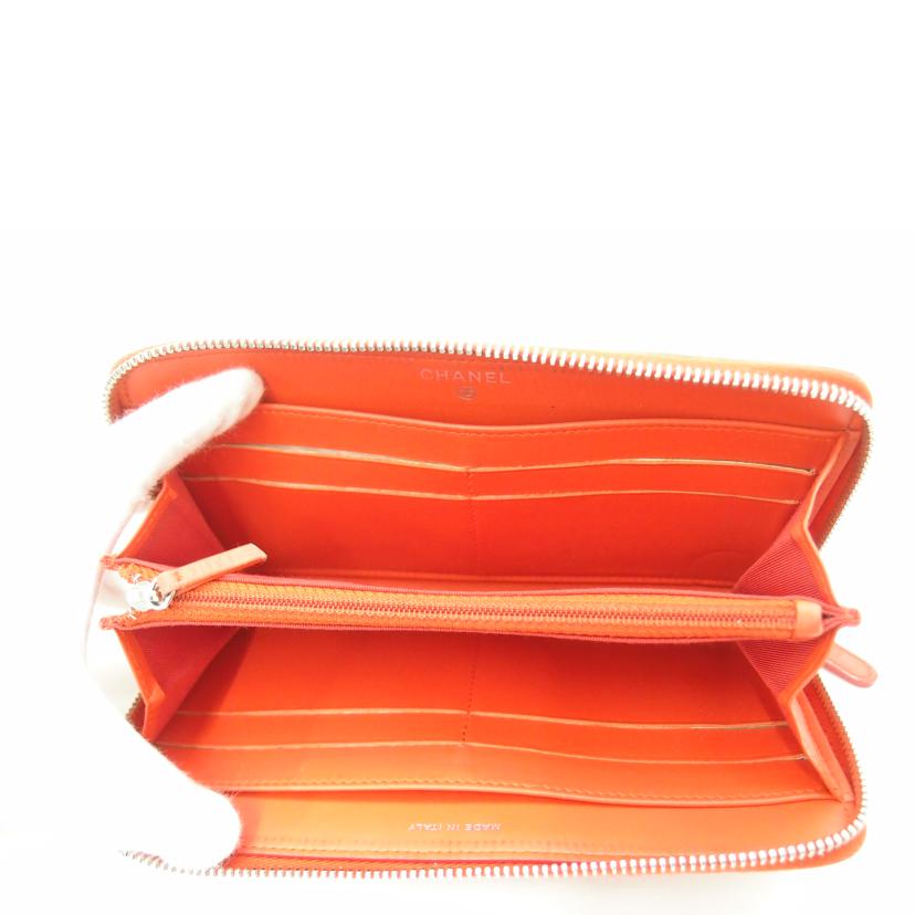 CHANEL シャネル パテント 赤系 レディース シルバー金具/エナメルマトラッセラウンドファスナー長財布/レッド系/A50097//187*****/ABランク/69