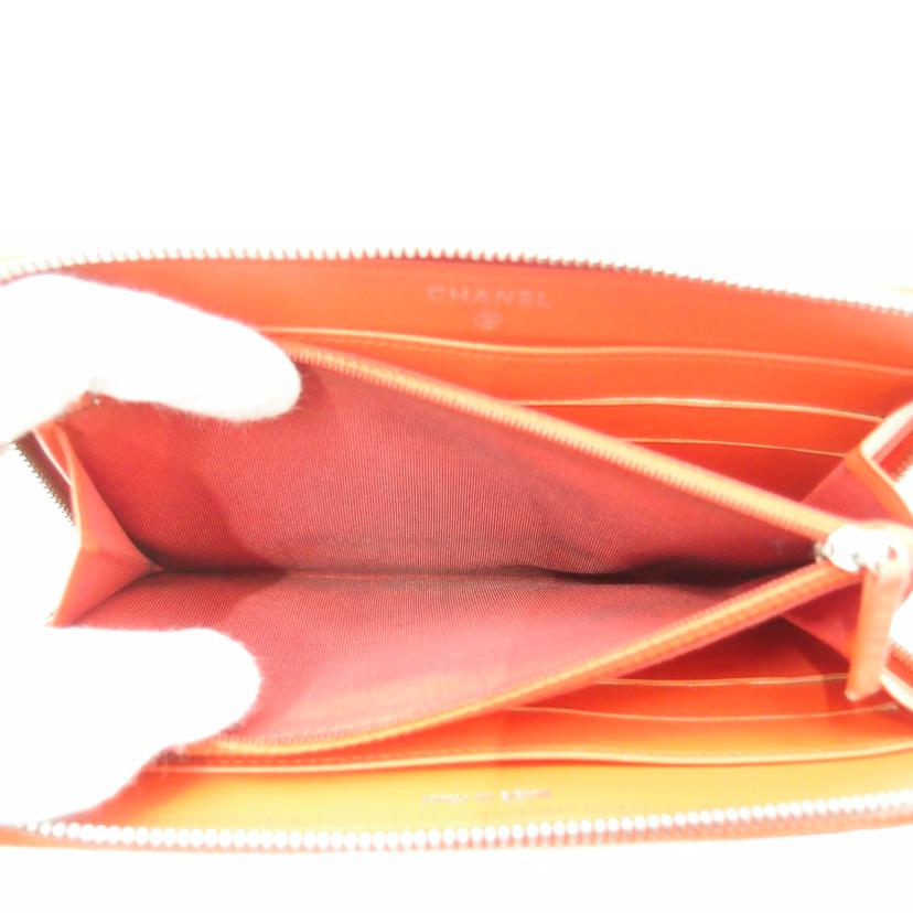 CHANEL シャネル パテント 赤系 レディース シルバー金具/エナメルマトラッセラウンドファスナー長財布/レッド系/A50097//187*****/ABランク/69