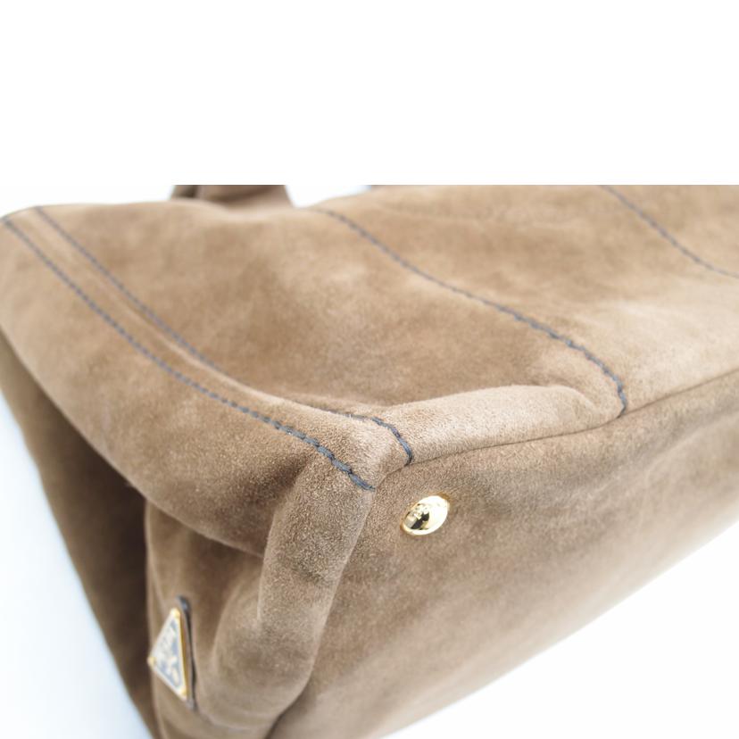 PRADA プラダ トートバック ハンドバック 茶 レディース/カナパ/スウェード/ブラウン//110/Aランク/69