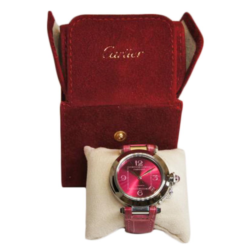 Cartier カルティエ/パシャCデイト/クリスマス限定ピンク文字盤/レザーベルト/オートマ/W3108299//925*****/ABランク/92