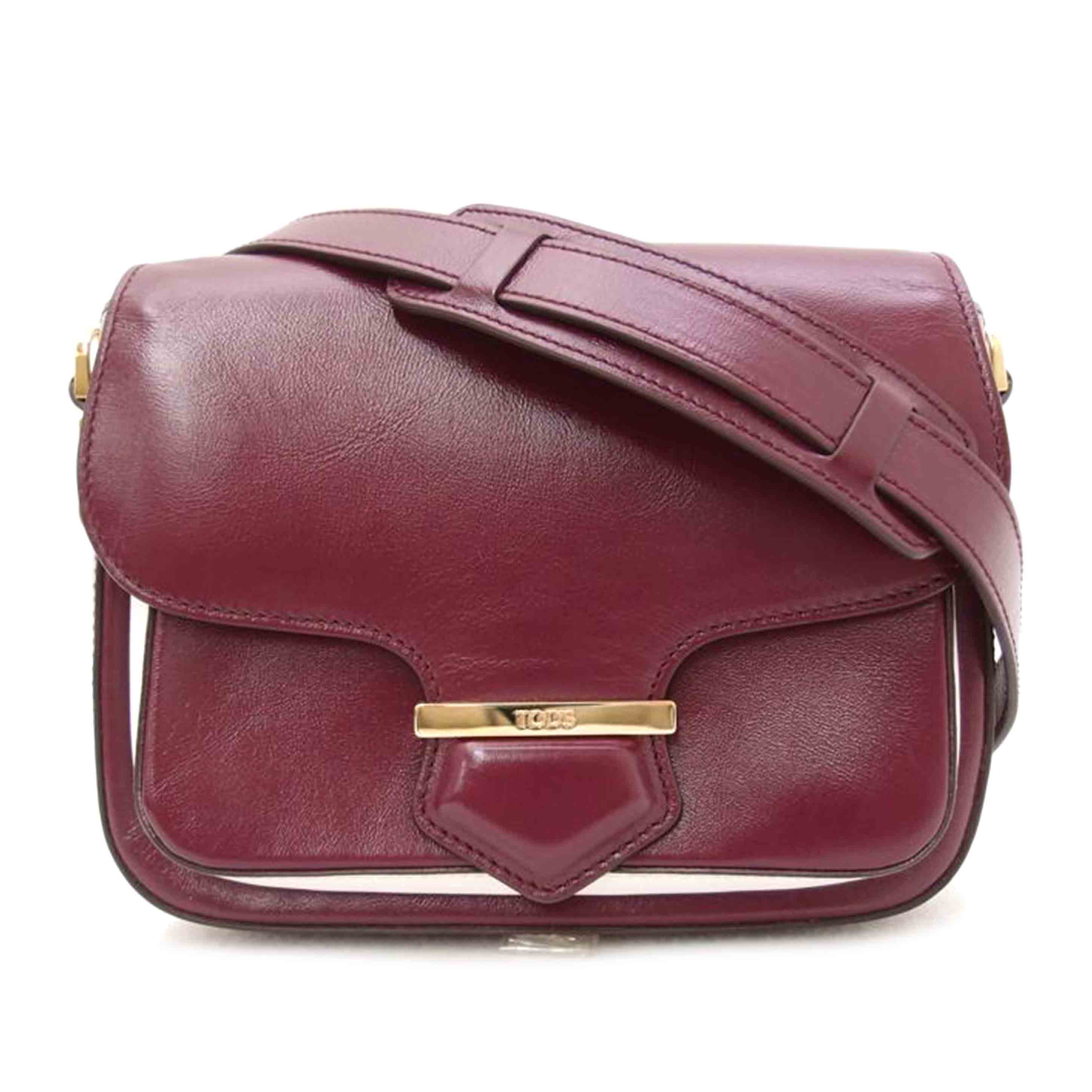 TOD’S トッズ 紫 ショルダーバッグ 斜め掛け 肩掛け レディース/レザーショルダー/ワインレッド//Aランク/69