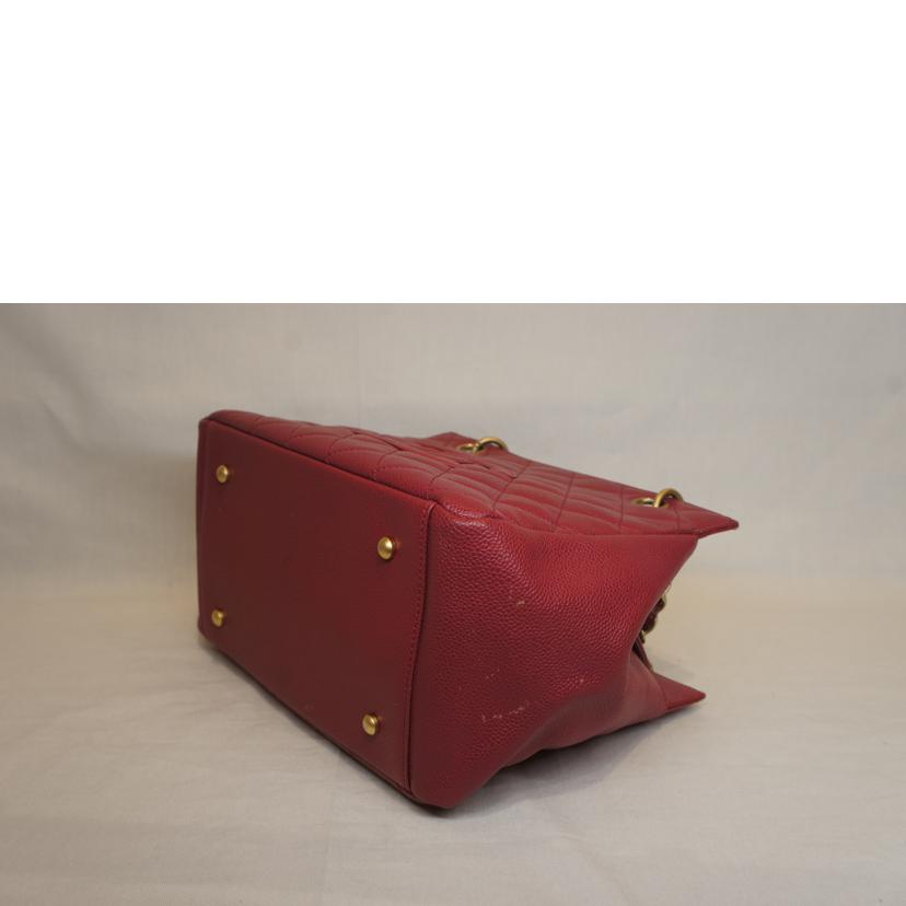 CHANEL シャネル/キャビアスキンチェーントートマトラッセココマークレッド//640****/ABランク/92