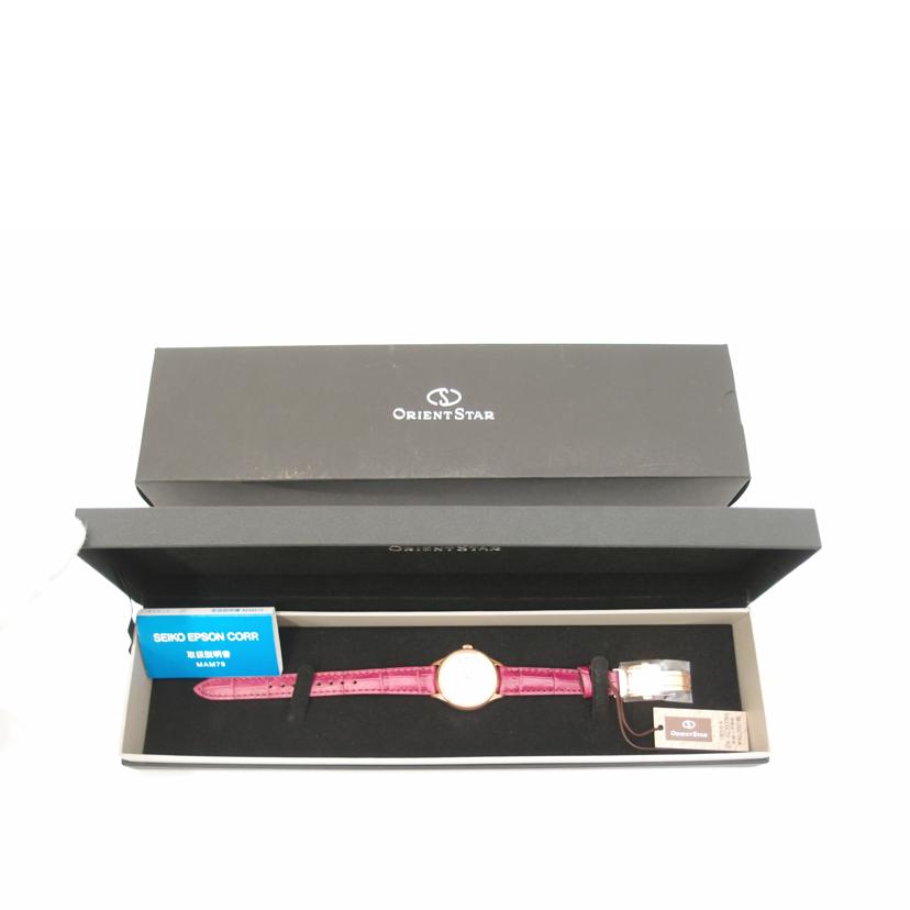 ORIENT STAR オリエントスター 腕時計 未使用品 レディース 白文字盤 革ベルト 55C4-UAA0/クラシック・セミスケルトン/レディース/自動巻き/RK-ND0006S//B8T0278/SAランク/69