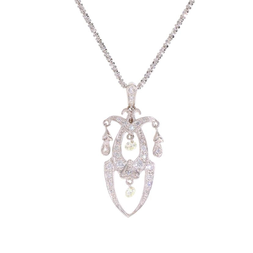 / K18WGダイヤネックレス0.86ct//ABランク/75