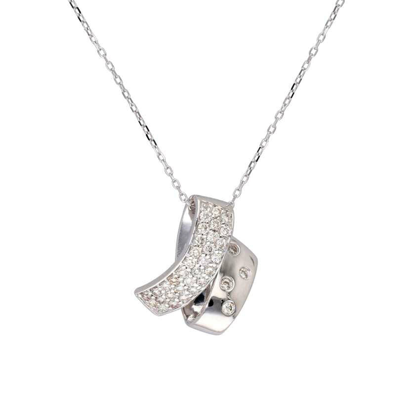 / K18WGダイヤネックレス0.45ct//ABランク/77