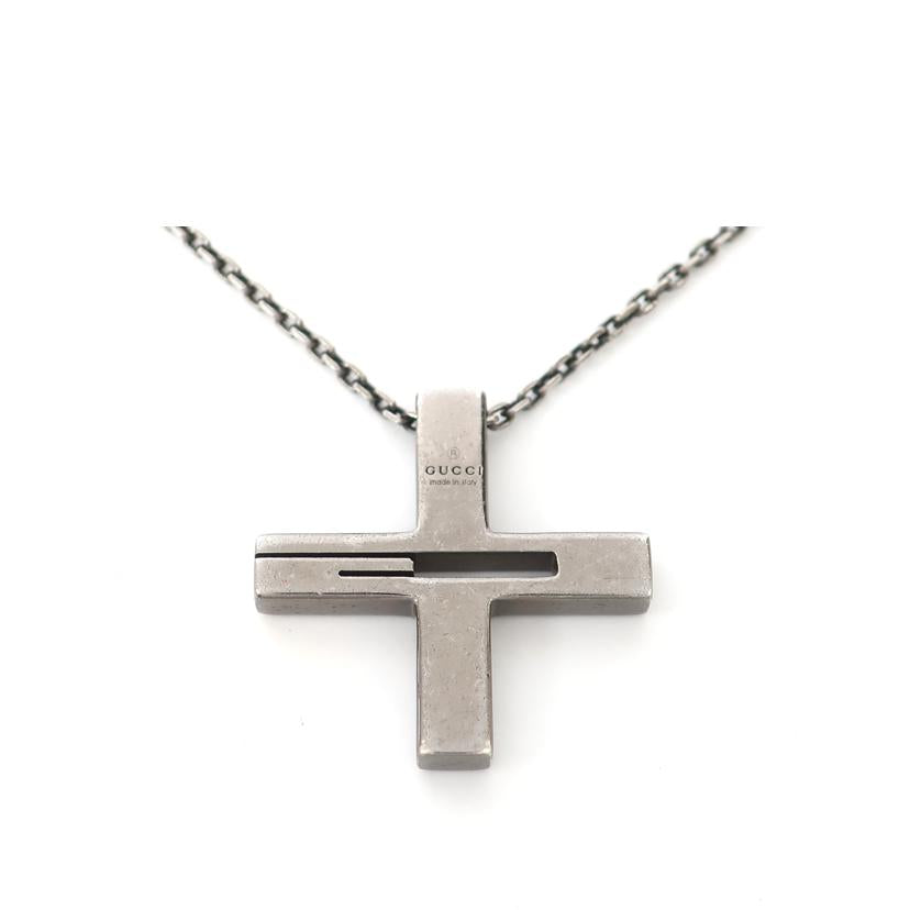GUCCI グッチ/SVブラックルテニウムコーティング カットアウトGクロスネックレス 十字架 メンズ//Bランク/65