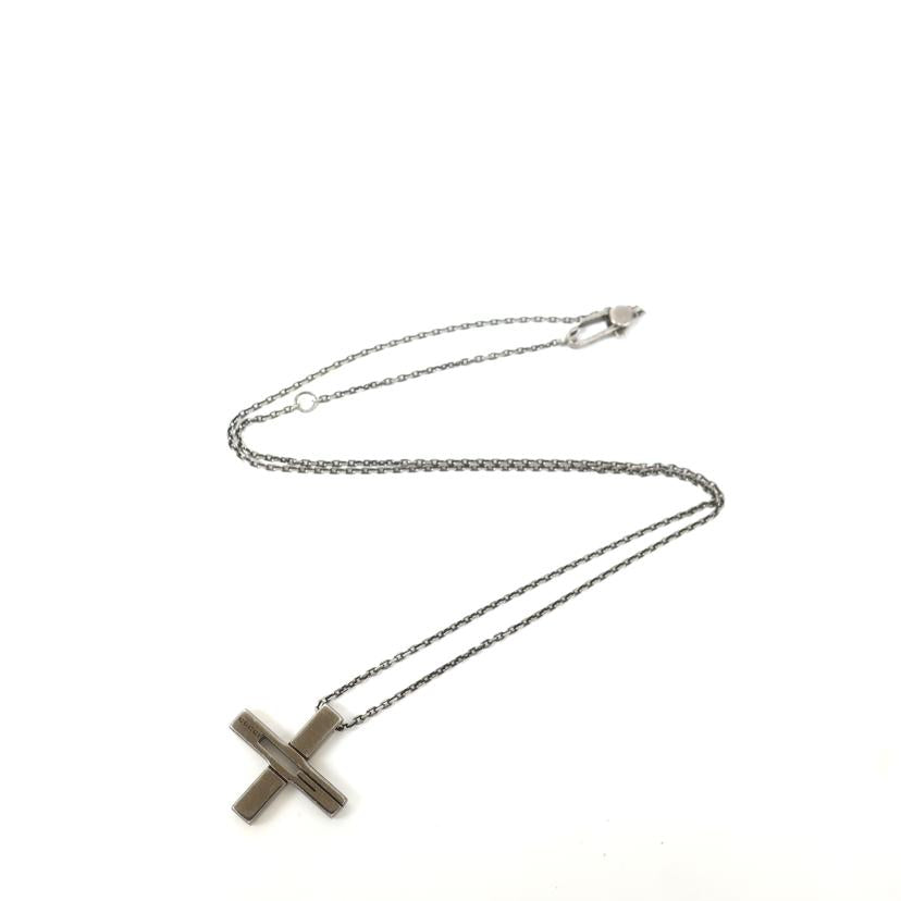 GUCCI グッチ/SVブラックルテニウムコーティング カットアウトGクロスネックレス 十字架 メンズ//Bランク/65