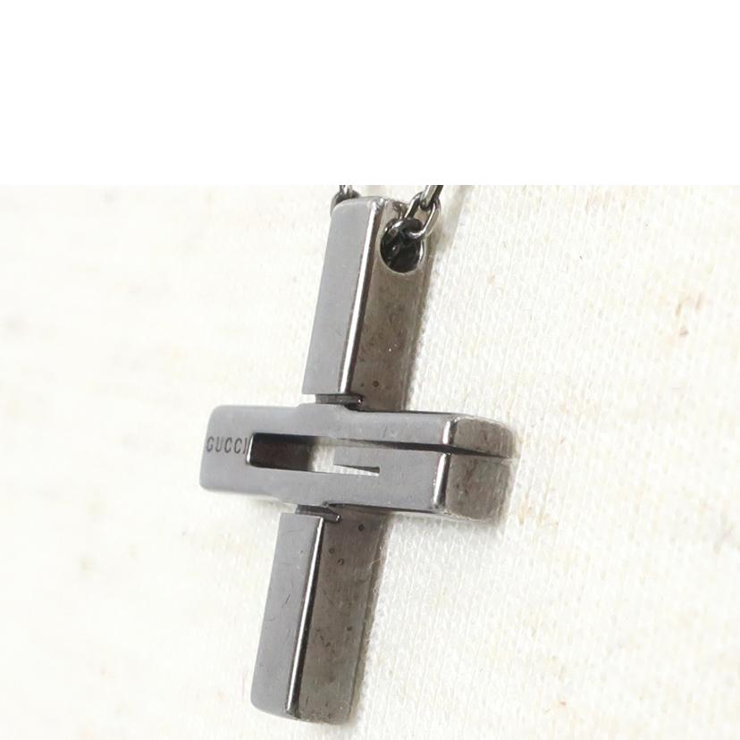 GUCCI グッチ/SVブラックルテニウムコーティング カットアウトGクロスネックレス 十字架 メンズ//Bランク/65