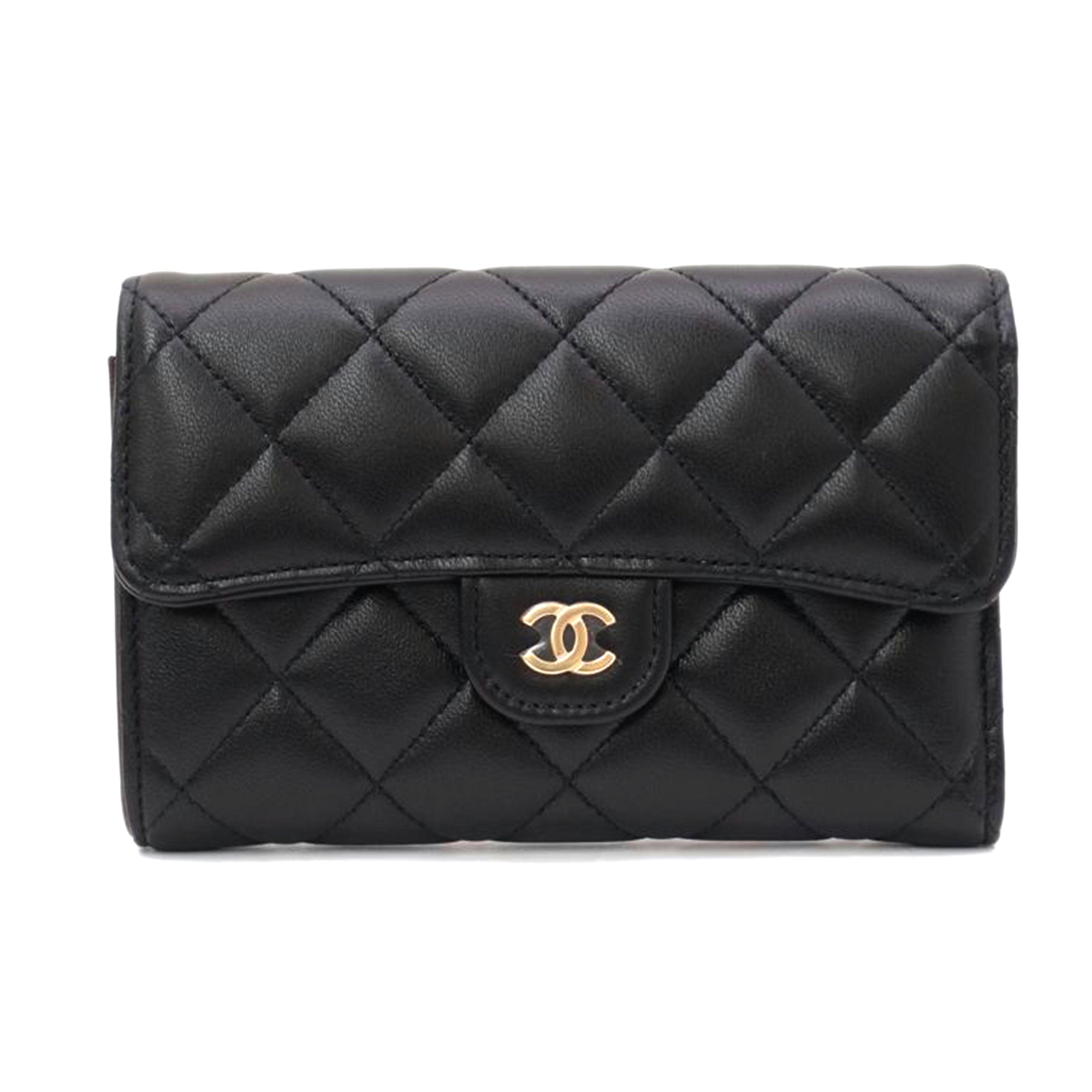 ＣＨＡＮＥＬ シャネル 三つ折り財布 ココマーク レザー ゴールド金具 