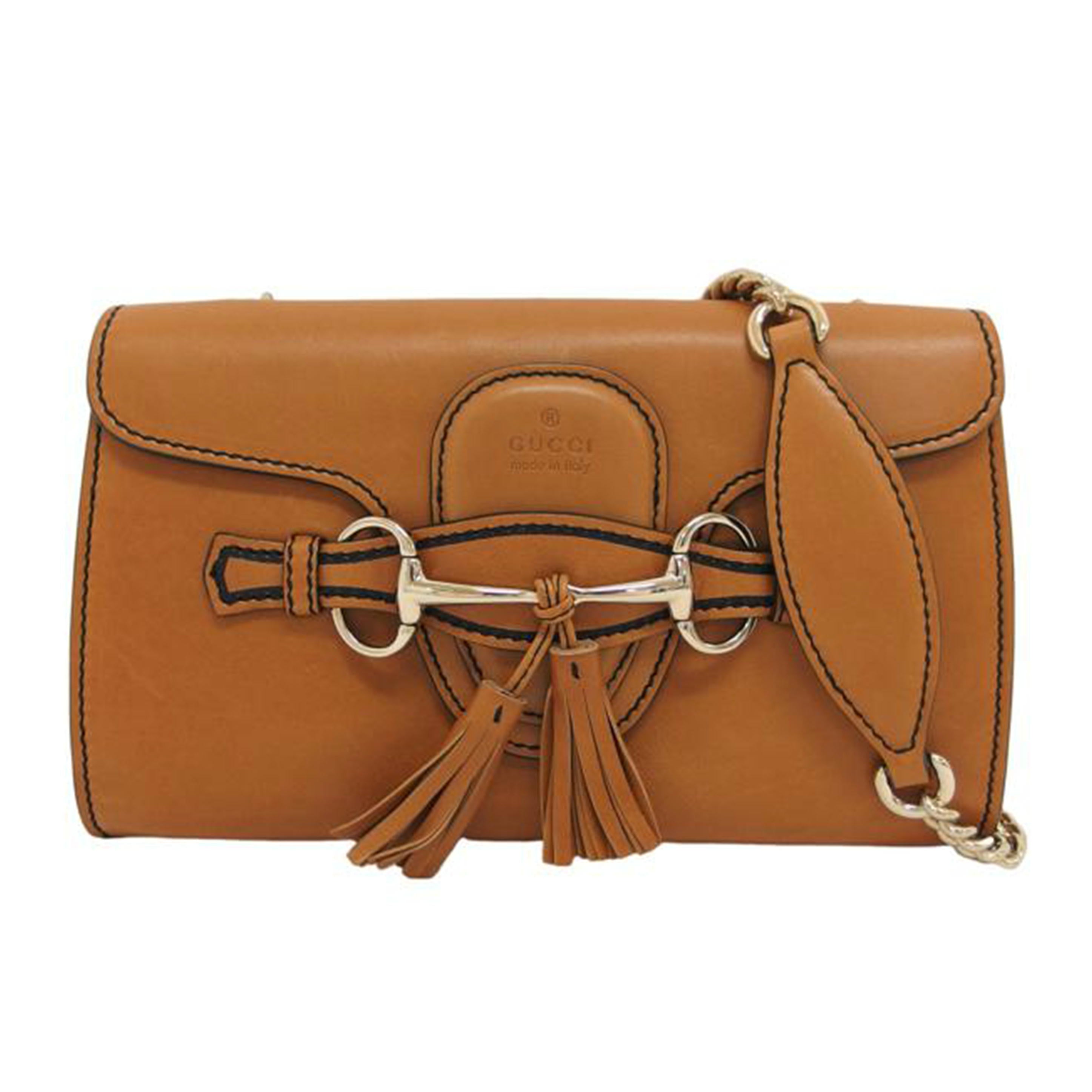 GUCCI グッチ レザーバッグ/エミリーホースビット/チェーンショルダーバッグ/ブラウン/283063//486***/ABランク/04