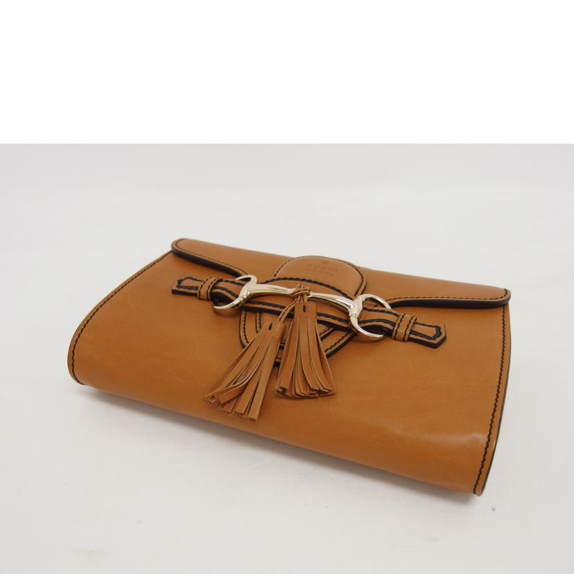 GUCCI グッチ レザーバッグ/エミリーホースビット/チェーンショルダーバッグ/ブラウン/283063//486***/ABランク/04