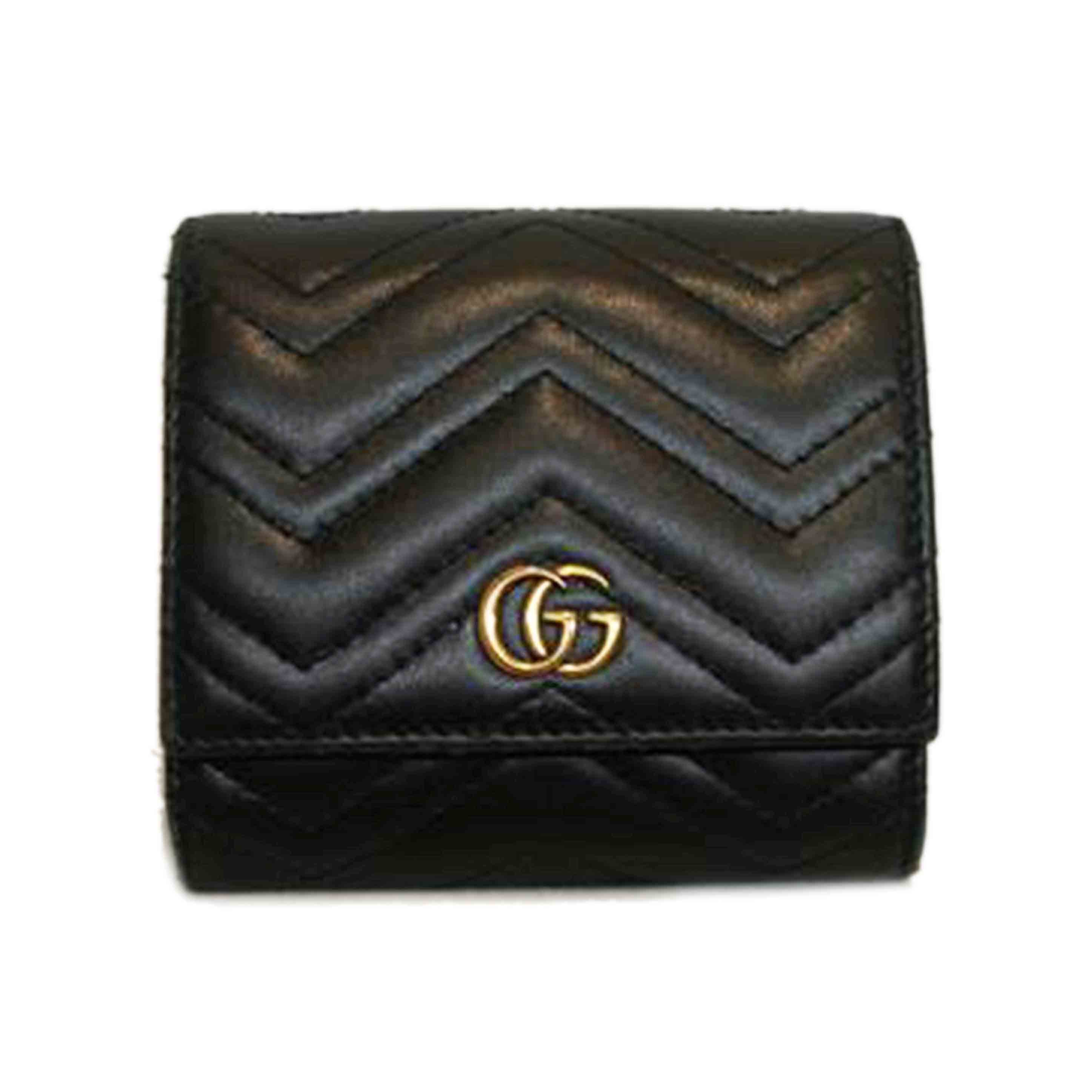 GUCCI グッチ/GGマーモントキルティングレザーウォレットブラック/598629//534***/Bランク/92