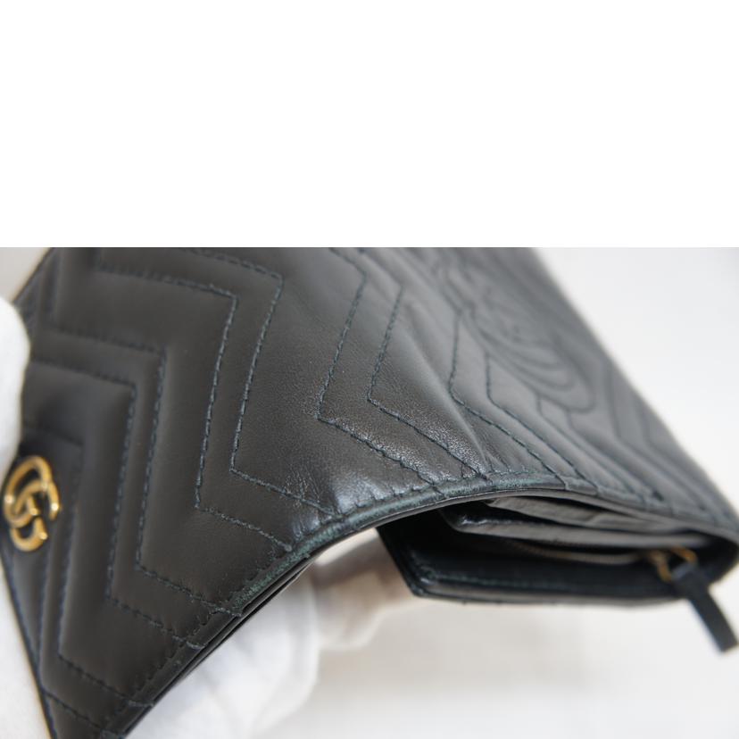 GUCCI グッチ/GGマーモントキルティングレザーウォレットブラック/598629//534***/Bランク/92