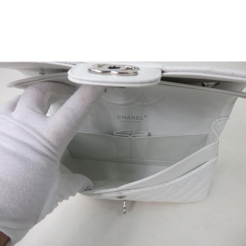 CHANEL シャネル/マトラッセ25/ダブルフラップ/キャビアスキン/白/シルバー金具//107*****/Aランク/84