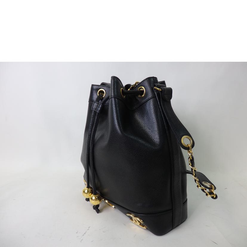 CHANEL シャネル/トリプルココマーク/巾着チェーンショルダー/キャビアスキン/ゴールド金具//303****/ABランク/84