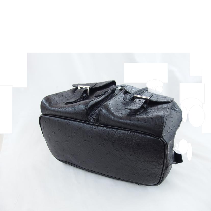 PRADA プラダ リュック レザー/オーストリッチ/バックパック/ブラック/1BZ006//7/Aランク/04