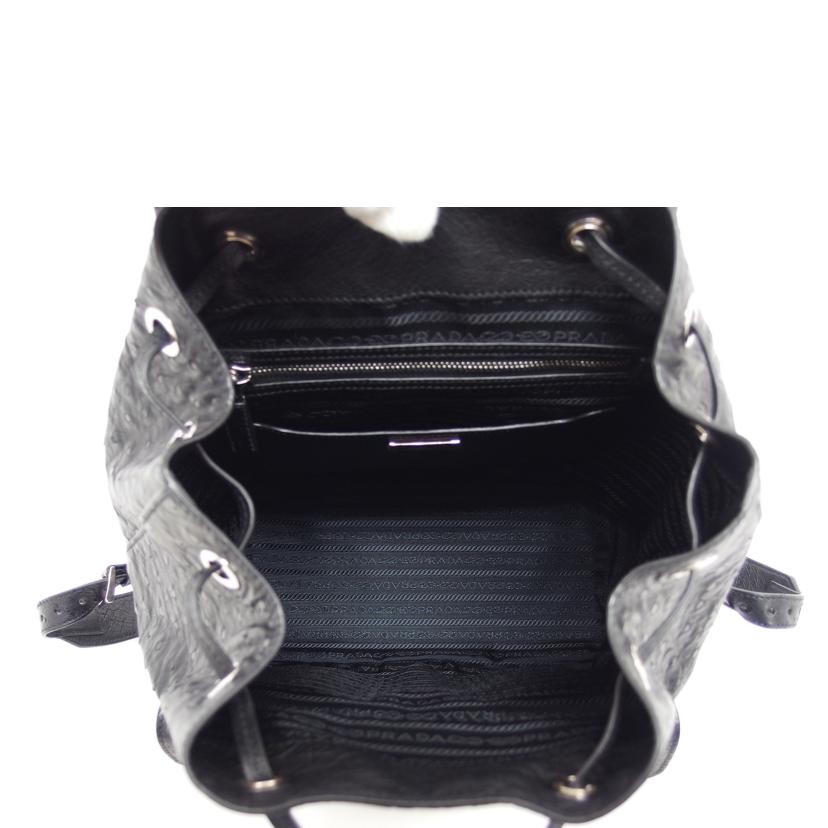 PRADA プラダ リュック レザー/オーストリッチ/バックパック/ブラック/1BZ006//7/Aランク/04